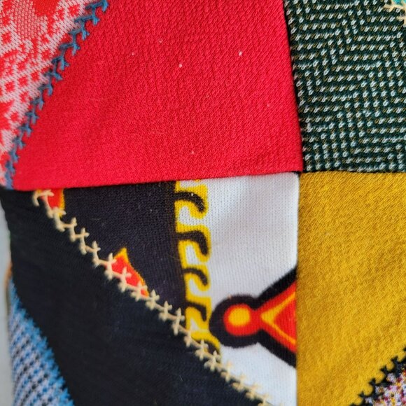 Vintage Crazy Quilt Throw Pillow Polyester 18x18 Handmade Patchwork Embroidered - Picture 7 of 16